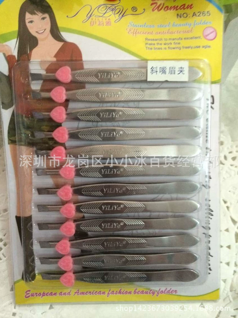 Оптовая diagonal mouthpiece palette and eyebrows, eyebrows, stainless steel dumplings, one yuan two -dollar store stall
