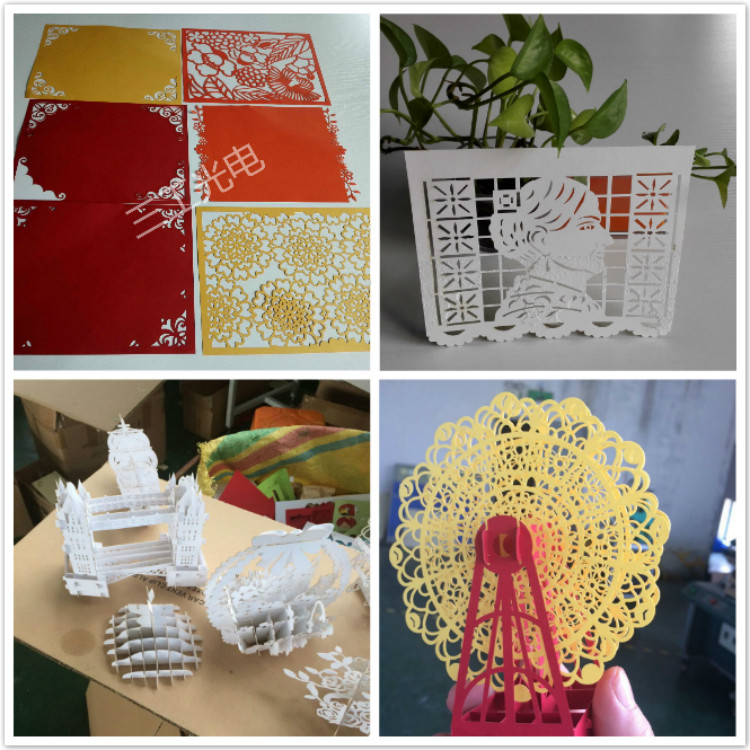 三 工/激光立体贺卡激光镂空机，激光雕刻贺卡造型生动图案细腻