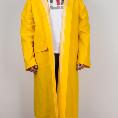 成人連體雨披夾網布複合PVC雨衣防水透氣排濕戶外