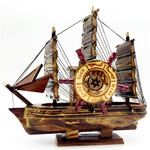 木制工艺品摆件 创意工艺礼品黑木帆船音乐风车摆件音乐帆船