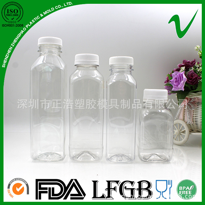 热销PET方形38牙饮料果汁塑胶瓶  厂家定制塑胶瓶 吹塑拉吹注加工