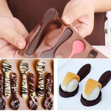6连硅胶DIY勺子巧克力模具 不沾硅胶蛋糕烘焙模具