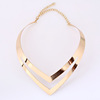 Metal choker, necklace, glossy false collar, accessory, European style, simple and elegant design, wholesale