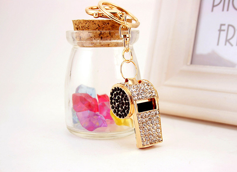 Korean  Creative Craft Small Gifts Diamond-studded Whistle Keychain display picture 5