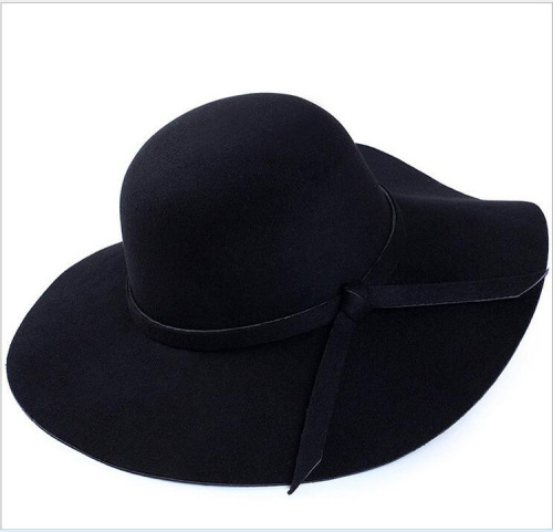 Spring and autumn wavy big brim big brim retro imitation wool felt hat women's fashion hat stage hat