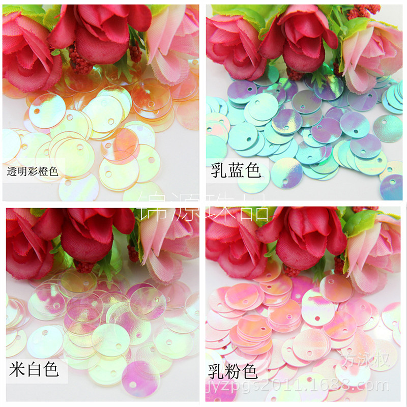 生产6MM-30MM圆形边孔银底亮片  PET耐高温珠片  PVC乳彩色彩亮片