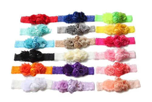2020 New Rose Ribbon Elastic Hair Band for Children, Chiffon Flower Headband, Baby Hair Accessories Wholesale