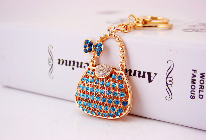 Creative cute rhinestone ladies handbag keychain