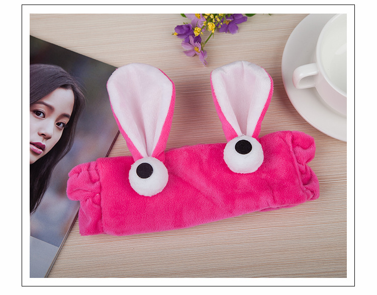 Korean Cartoon Cute Rabbit Ears Big Eyes Flannel Hairband Hair Accessories Wholesale display picture 4