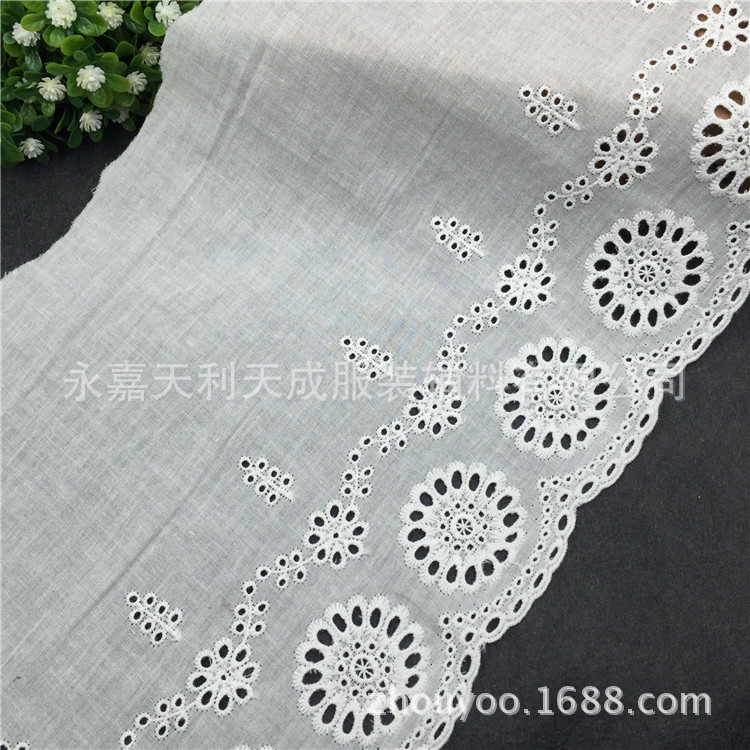 20厘米宽　纯棉线刺绣花边　水溶面料　镂空棉布蕾丝花边