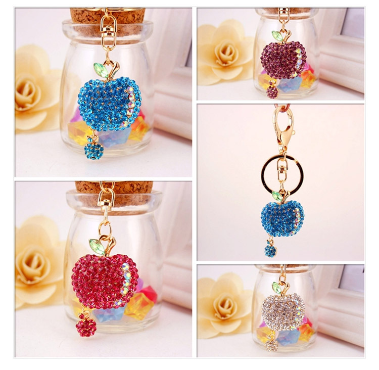 26g Weight Alloy, Metal Material Heart Pattern Unisex Gender White, Pink, Purple, Blue Color Cute Diamond-studded Small  Keychain 1