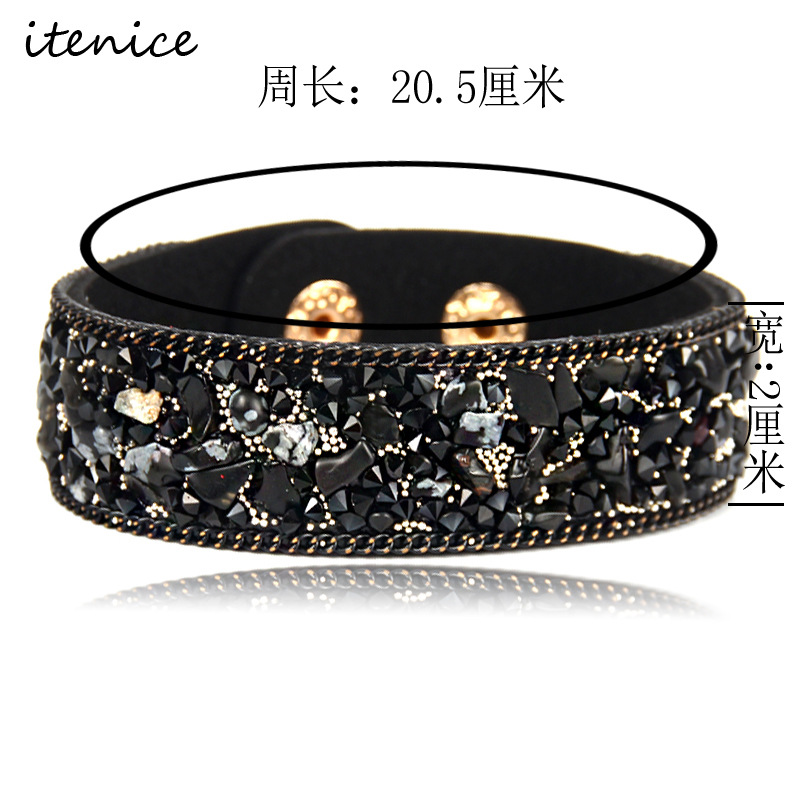 creative crystal gravel irregular colored gemstone flannel bracelet