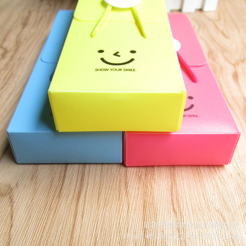 Elastic band smiley face pencil pencil case thickened plastic pencil bag creative student prize small gift customizable logo
