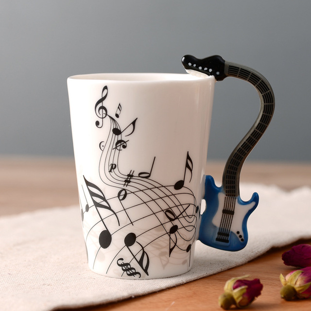 Âm nhạc cốc cốc cốc gốm sáng tạo cốc cà phê guitar điện nhạc cụ sứ hộp quà tặng men tinh tế Hộp quà