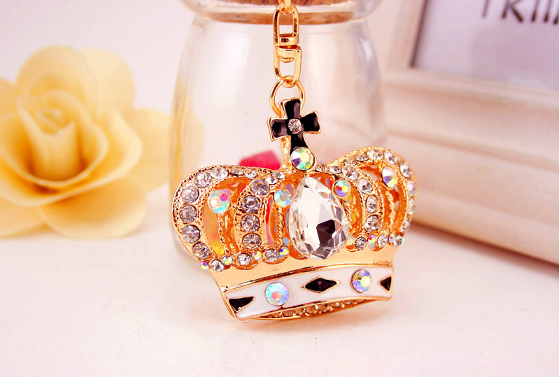 Korean Diamond Gemstone Crown Women's Car Metal  Key Chain display picture 5