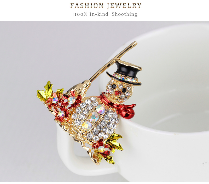 Christmas Series Jewelry Diamond Snowman Brooch Brooch Hot New display picture 3