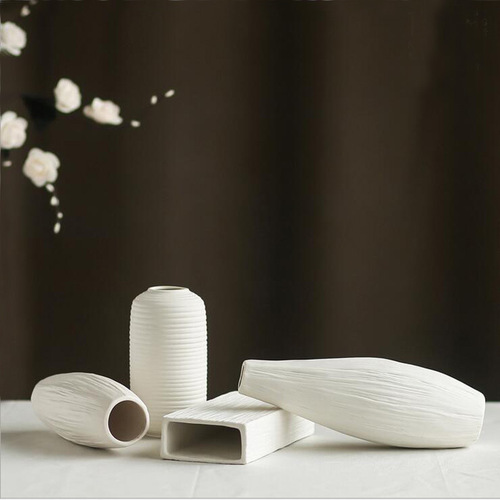 Wholesale white simple European-style ceramic vases, plain dried flowers, flower arrangements, creative handicrafts desktop decorations