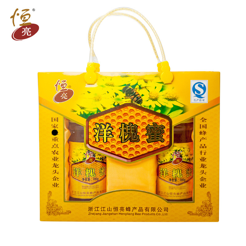 Yan&#39;an natural Mature Acacia honey Acacia honey Gift box packaging 700g*2 Bottle Bee Gift box Manufactor