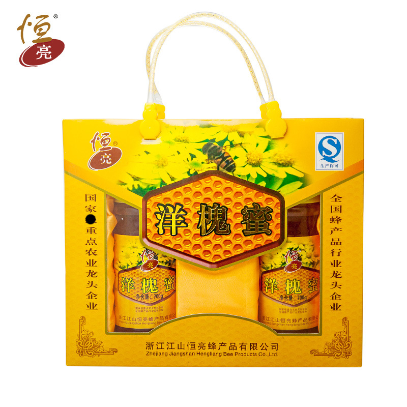 延安自然成熟洋槐蜜刺槐蜜礼盒装700g*2瓶 蜂产品礼盒厂家直供|ms