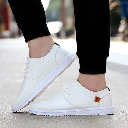 Factory direct sales of autumn new casual leather shoes, breathable men's trendy sneakers, fashionable British and Korean sports shoes