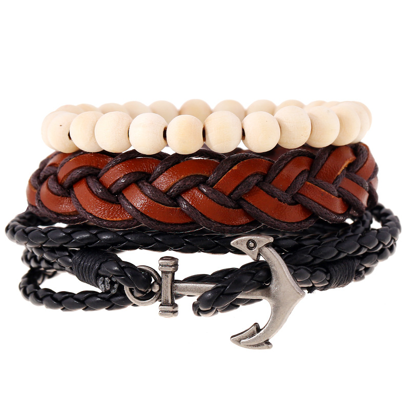 Bracelet Alloy Leather Bracelet Leather Bracelet Multi-layer Suit Navigation display picture 4