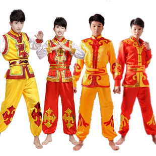 新款节日民族服装演出服装男秧歌服舞龙服舞狮服锣鼓队打鼓龙舟服-阿里巴巴