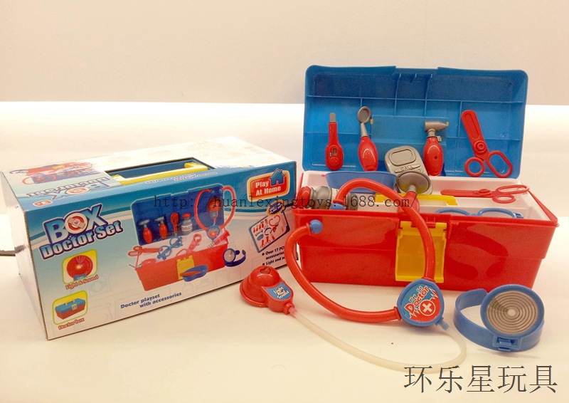 儿童过家家玩具 灯光音乐医具箱 仿真医生工具盒 医护士套装 塑料