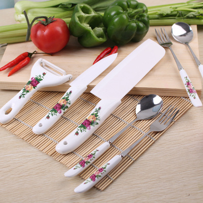 氧化锆陶瓷刀七件套 厨房菜刀 厨具套装 商务礼品送礼定制logo|ru