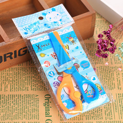 Children's handmade plastic spring scissors, student cartoon scissors, no blades, no harm to hands, paper cutting, hand scissors with packaging wholesale