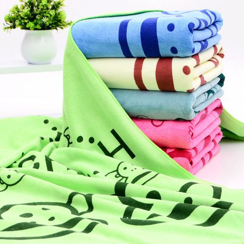 Direct factory supply ultra-fine fiber bath towel, printed, water-absorbent, quick-drying, non-shedding, 70*140 bath towel wholesale