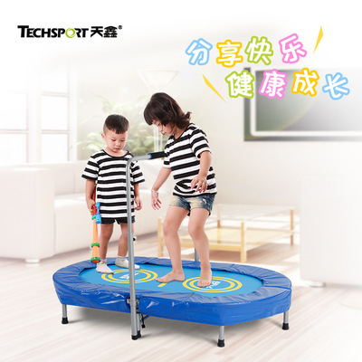 家用双人弹簧蹦蹦床 儿童室内娱乐弹跳床 可折叠设计 带扶手