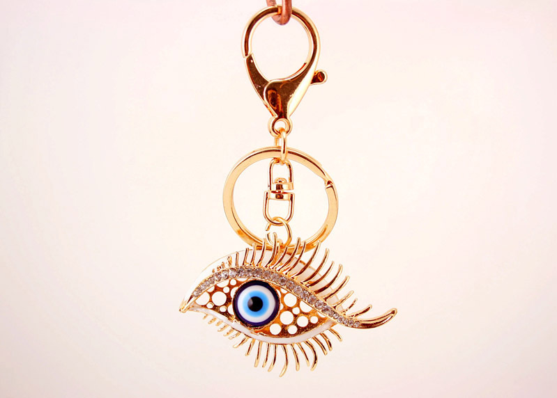 30g Weight Alloy, Metal Material Glasses Pattern Unisex Gender White, Red, Blue Color Korean Diamond-studded Devil’s Eye Crystal Metal Pendant Eyelashes Keychain 13