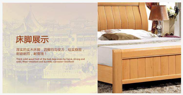 批发实木床1.8米双人床简约现代卧室家具榉木床 实木床厂家直销
