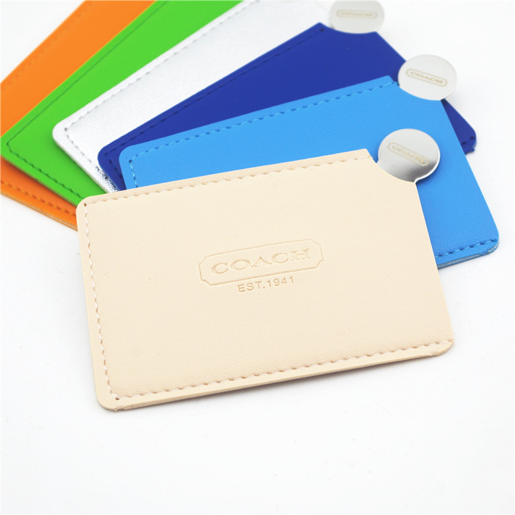 Mini espejo cosmético de acero inoxidable espejo resistente a la caída espejo portátil de dibujos animados de mano pequeño espejo logotipo imprimible