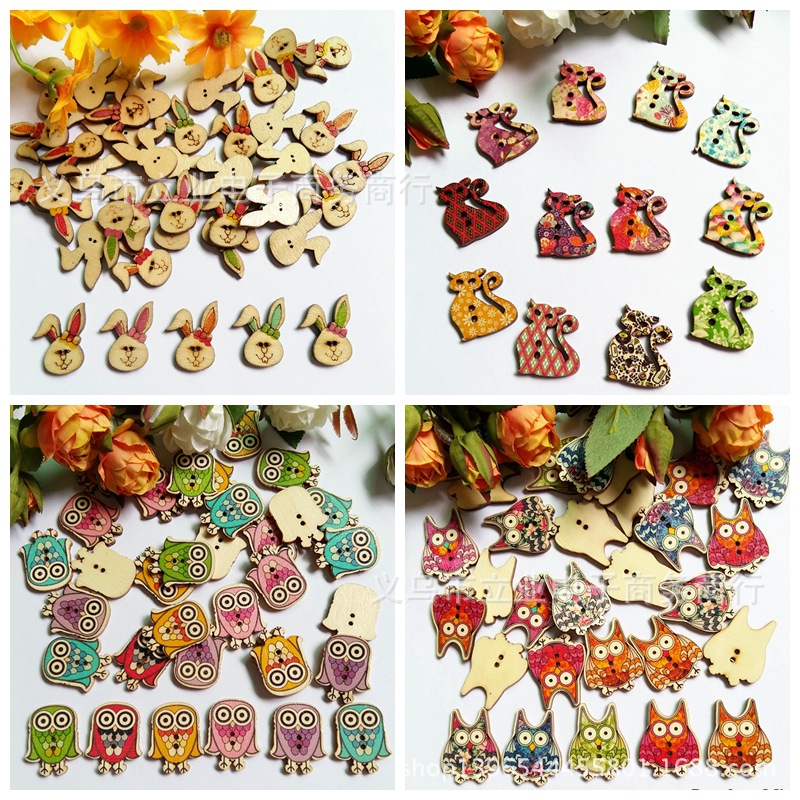 新款 批发 木头扣 木质装饰纽扣 卡通形 儿童工艺 创意礼品装饰