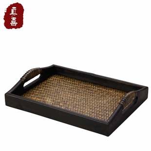 泰国工艺品竹木藤编茶水盘泰式酒店SPA精油托盘9寸凸把篾底餐果盘-阿里巴巴