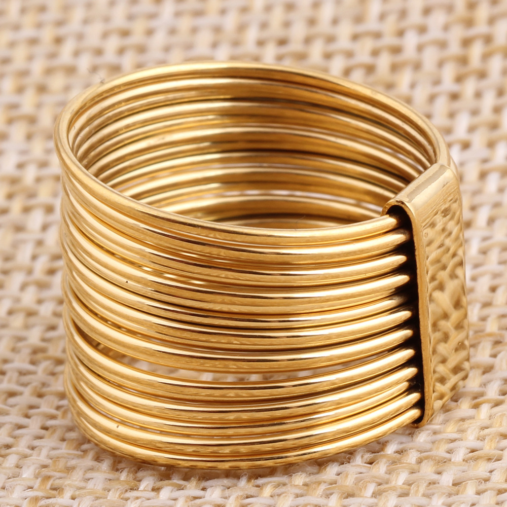 Fashion Creative 18k Gold Plated Titanium Steel Wire Ring display picture 4