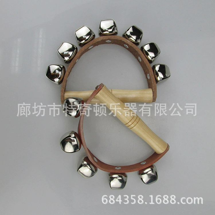 奥尔夫乐器五铃皮手铃儿童乐器木制半圆手摇铃幼儿园早教教具