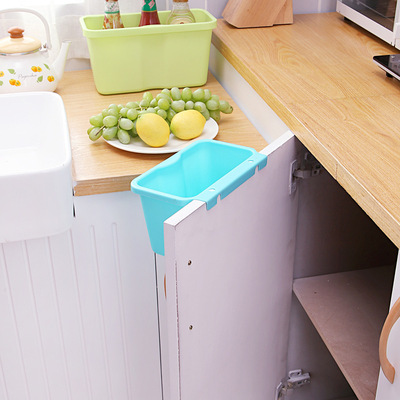 925 門背挂式垃圾儲物盒 台面垃圾桶創意桌面塑料收納盒置物盒1