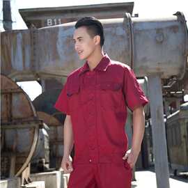 厂家批发夏季吸湿排汗短袖劳保工作服机修工人服男女夏季短袖厂服