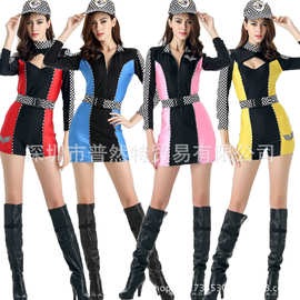 四色分码新款校园运动会 赛车手拉拉队服 车模走秀装 团体演出服