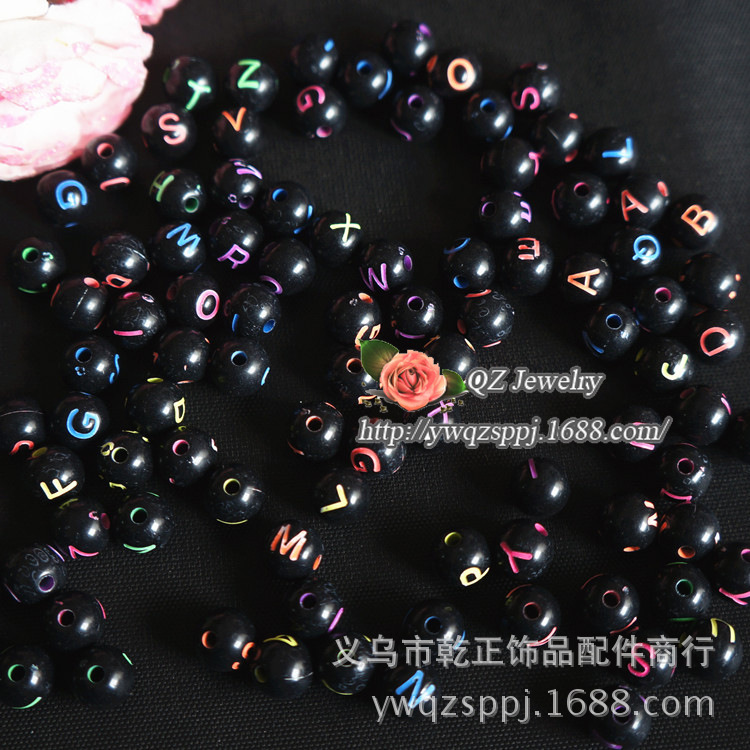 Hot-selling new 8mm white background letter bead diy letter bead jewelry accessories, string beads, acrylic beads wholesale detail image 4