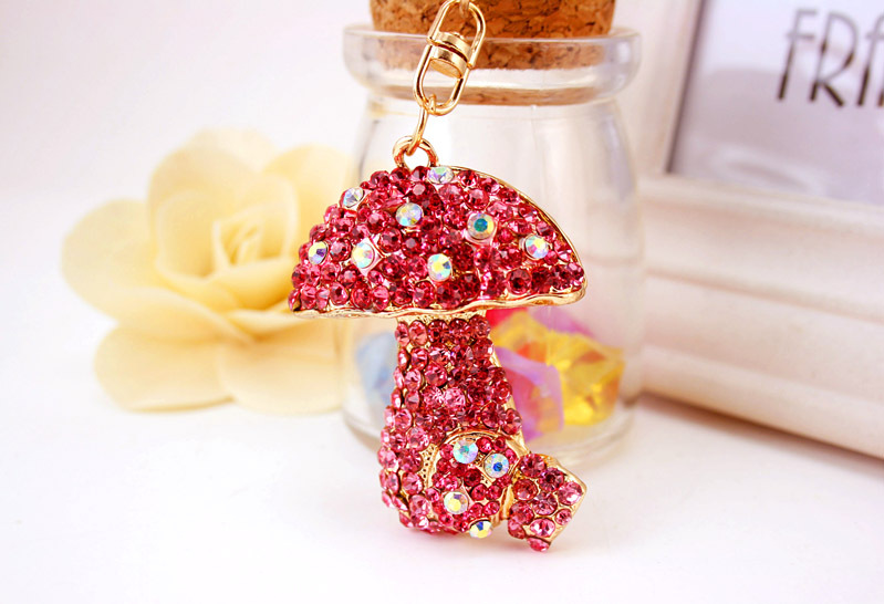 49g Weight Alloy, Metal Material Flower Pattern Unisex Gender Pink, Purple, Red, Green, Blue Color Mushroom Pendant Keychain 13