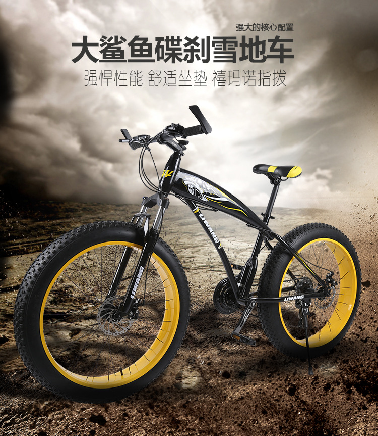 雪地自行车26/24寸大轮山地车双碟刹变速户外越野沙滩车一件代发|ru