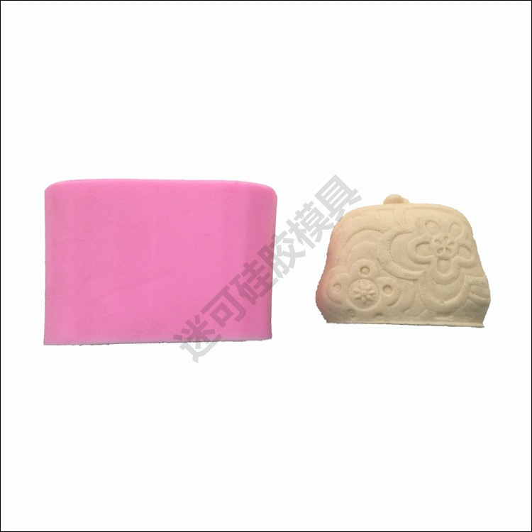 Impreso pequeña cartera suave cerámica hecha a mano jabón molde de chocolate DIY fondant herramienta pastel al por mayor