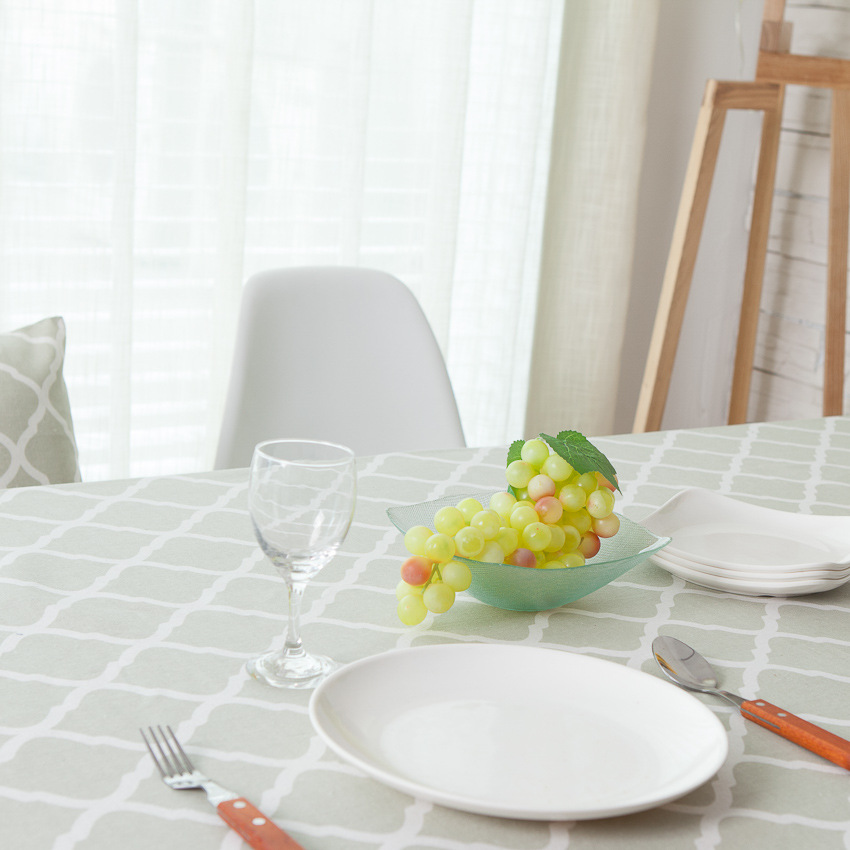 桌布棉麻多用盖布亚麻桌布田园茶几长方形菱形几何印花