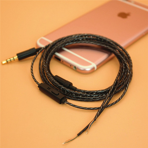 New style with microphone headphone wire DIY transparent twisted semi-finished wire oxygen-free copper headphone audiophile wire 