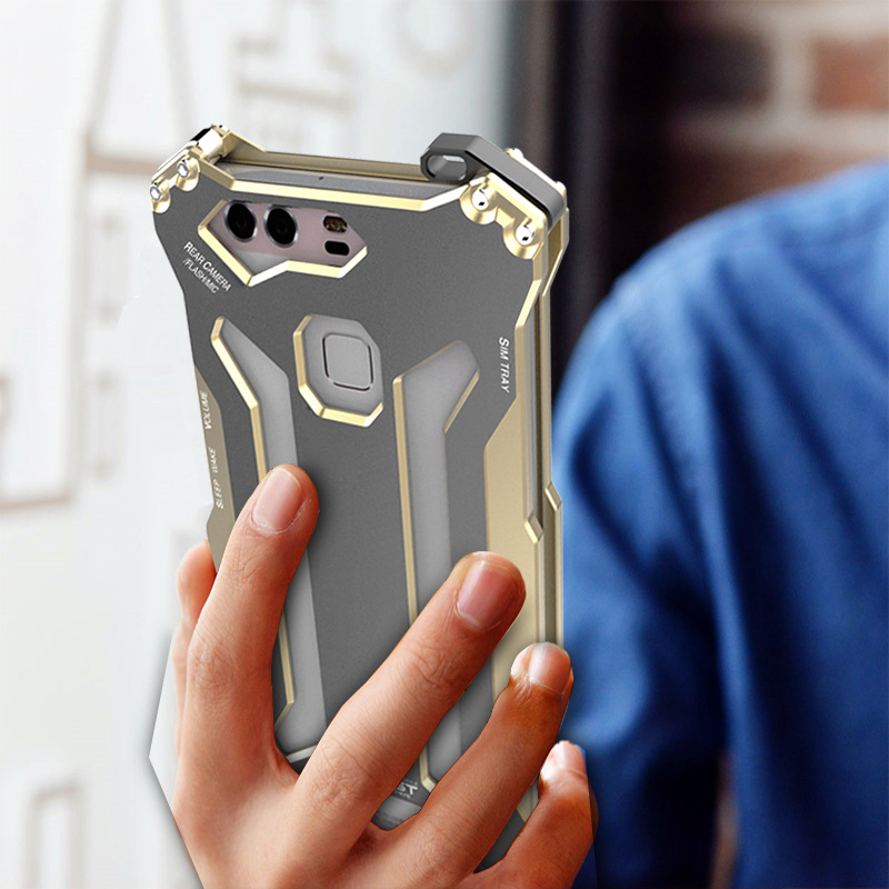R-JUST GUNDAMAerospace Aluminum Contrast Color Shockproof Metal Shell Outdoor Protection Case for Huawei P9