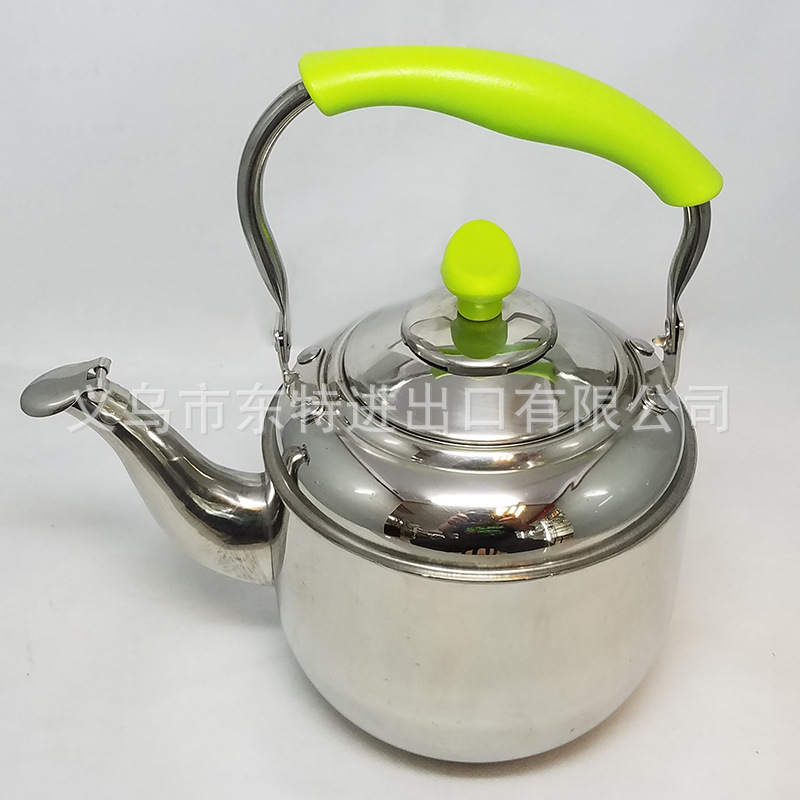 Factory direct sales of stainless steel water kettles, Korean-style sound kettles, green-handled sound kettles with spouts, thickened water kettles detail image 5
