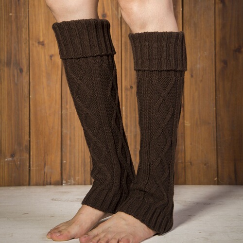 Directly supplied from the manufacturer, knitted wool warm leggings, medium and long flap rhombus boot covers, autumn and winter foot covers, piles of socks